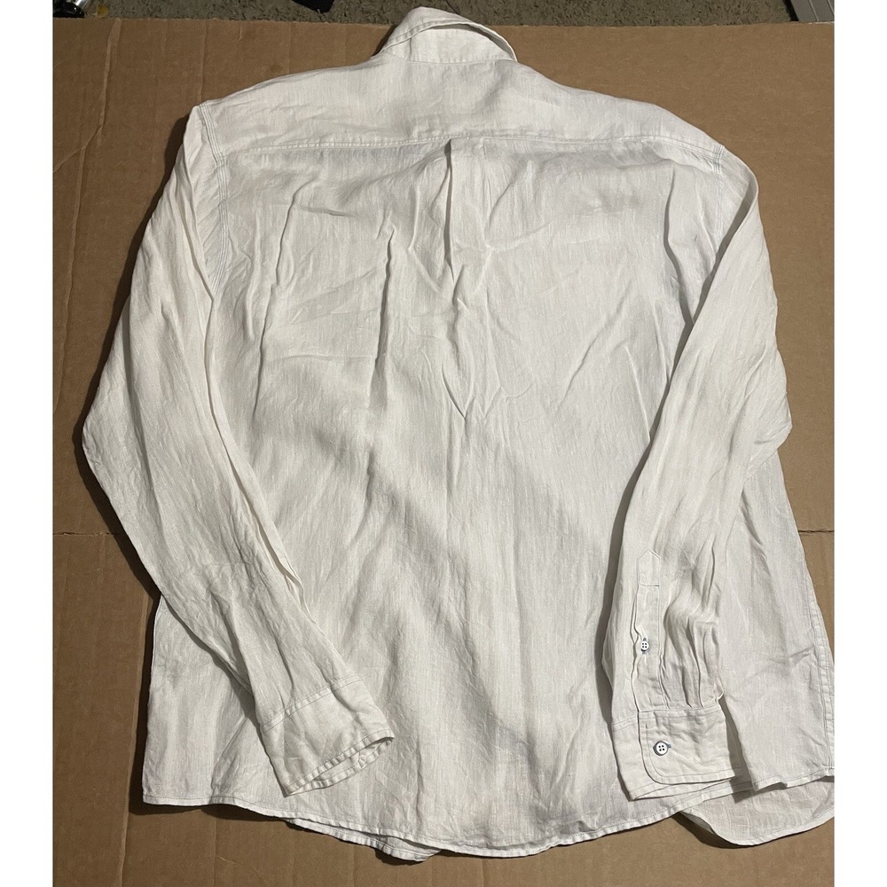 Johnnie-O Shirt Mens XL Linen White Hanging Out Button Down Casual - Picture 6 of 8